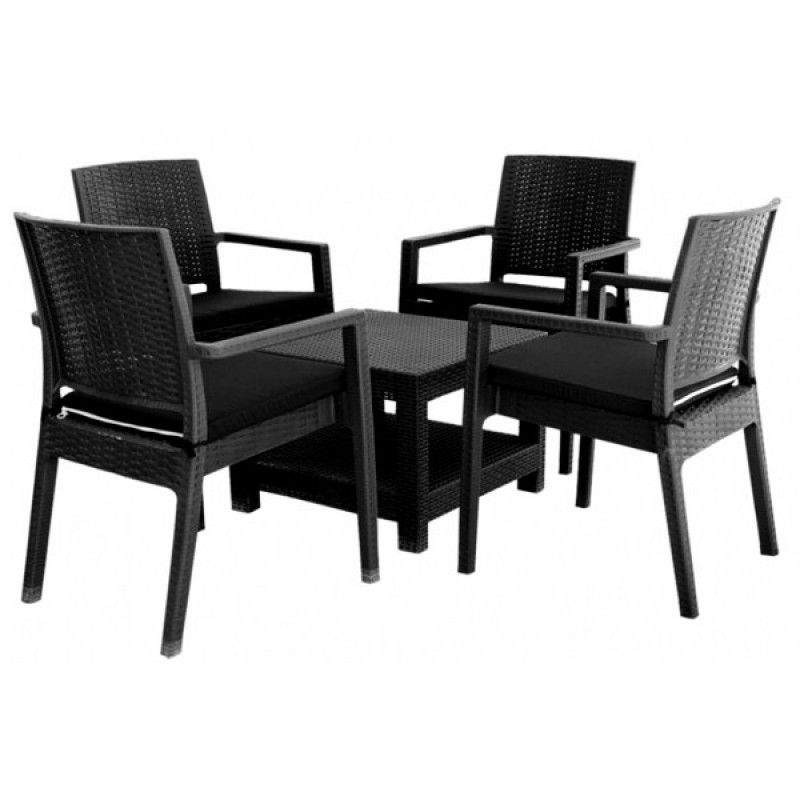 Salon de jardin MARQUISE 4 Chaises + Table SOTUFAB - Noir au meilleur  prix-Affariyet